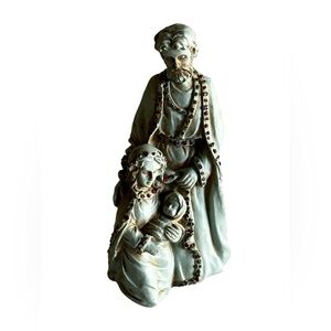VINTAGE JESUS MARY JOSEPH NATIVITY FIGURINE DULL BLUE SZ 5”5